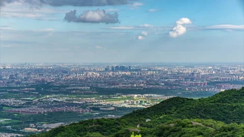 Central TV Tower and Lize CBD from Western Hills, Beijing Stock Footage 337057746
