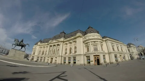 The Central University Library of Bucharest Stock Footage 75986122