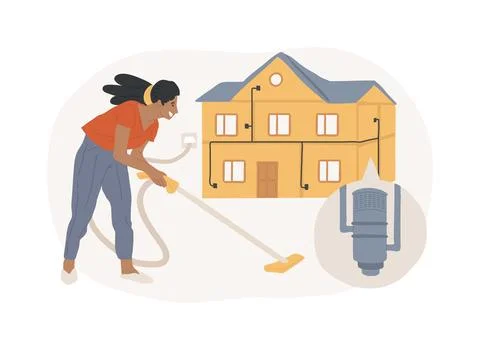 Central vacuum system isolated concept vector illustration. Ilustración de archivo