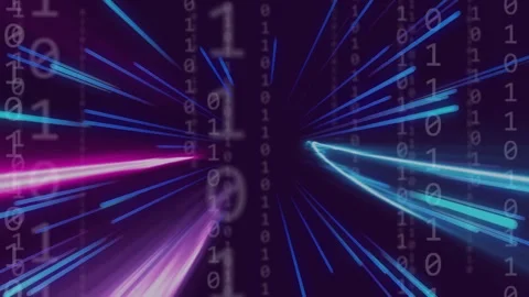 Central void pulsing after signal pulse neon streaks radiating and nodes forming Stock Footage 334768427