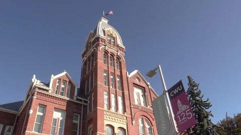 Central Washington University - Looking up at Barge Hall - 2 variations Stock Footage 80811956