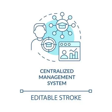 Centralised management system blue concept icon Stock Illustration