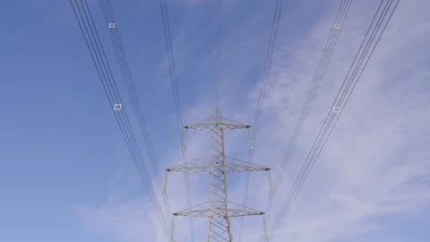 Centralised Pylon With Electricity Lines Blue Sky Video stock 242515775