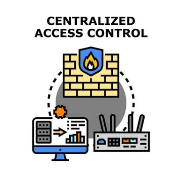 Centralized access control system securing network data protection Stock Illustration
