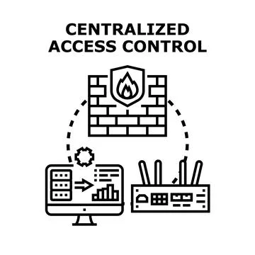Centralized access control system securing network data protection Stock Illustration