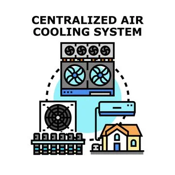 Centralized air cooling system vector illustration Ilustración de archivo