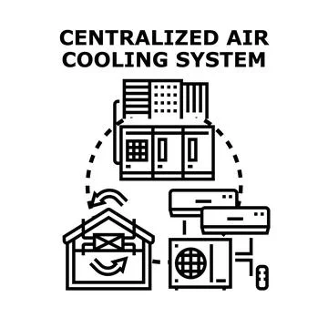 Centralized air cooling system ventilation and climate control Ilustración de archivo