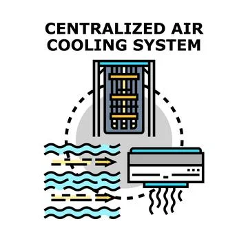 Centralized air cooling system ventilation diagram Ilustración de archivo