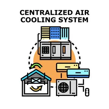 Centralized air cooling system ventilation and climate control Ilustración de archivo