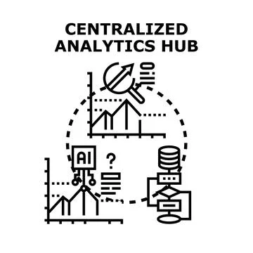 Centralized analytics hub visualizing data processing and business intelligen 스톡 일러스트
