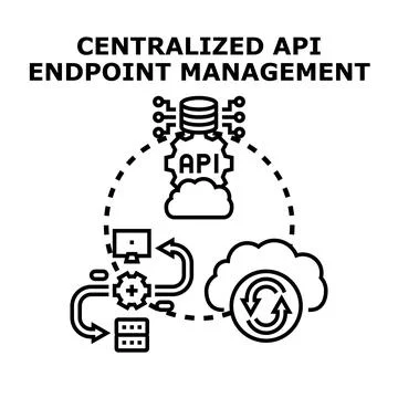 Centralized api endpoint management system illustration Stock Illustration