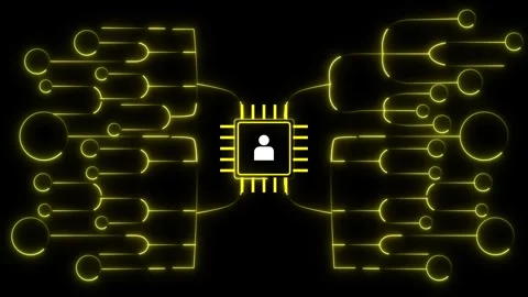 Centralized artificial intelligence processor connected to network of user .. Stock Footage 337366230