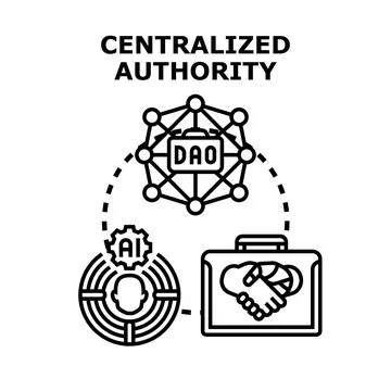 Centralized authority concept a governing body overseeing blockchain networks Stock Illustration