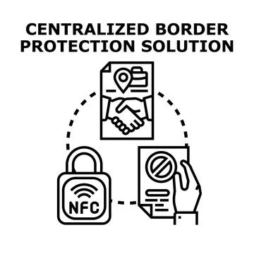 Centralized border protection solution managing global access Stock Illustration