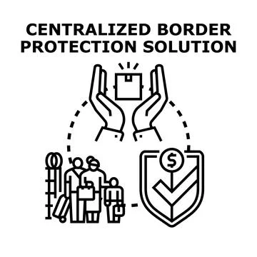 Centralized border protection solution safeguarding travelers and goods Stock Illustration