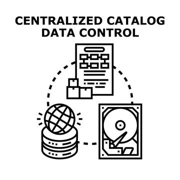 Centralized catalog data control for global information systems Stock Illustration