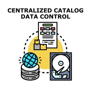 Centralized catalog data control for global information systems Stock Illustration