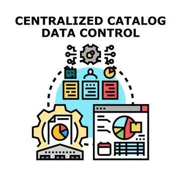 Centralized catalog data control system management Stock Illustration