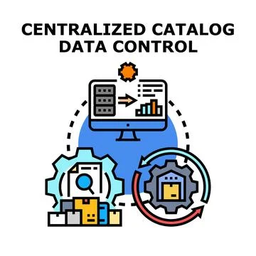 Centralized catalog data control system management Stock Illustration