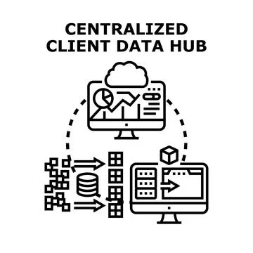Centralized client data hub analysis and management 스톡 일러스트