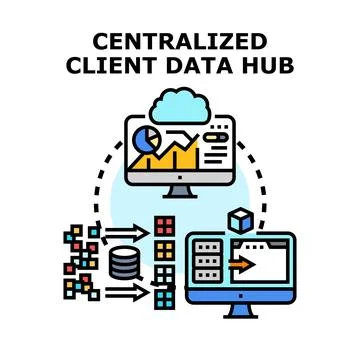 Centralized client data hub analysis and management Stockillustratie