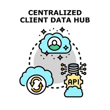Centralized client data hub concept illustration Stock Illustration
