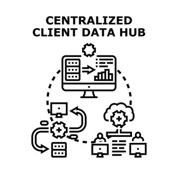 Centralized client data hub management service 스톡 일러스트