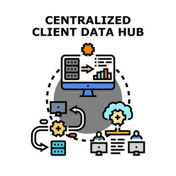 Centralized client data hub management service 스톡 일러스트