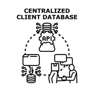 Centralized client database technology concept illustrating data management 스톡 일러스트