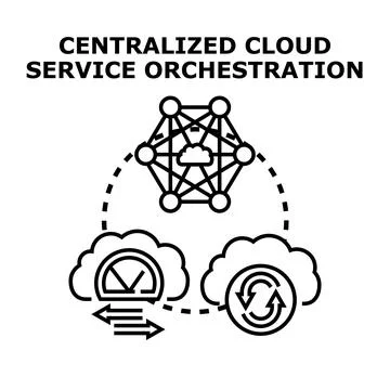 Centralized cloud service orchestration concept illustration Stockillustratie