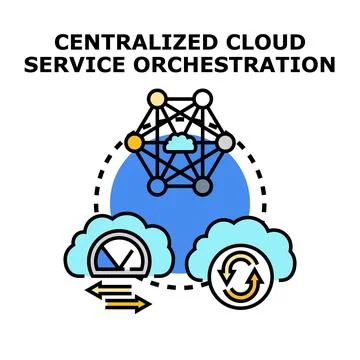 Centralized cloud service orchestration concept illustration イラスト素材