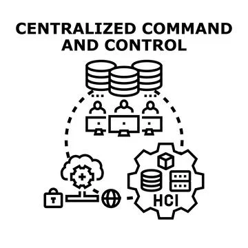 Centralized command and control system managing data Stock Illustration