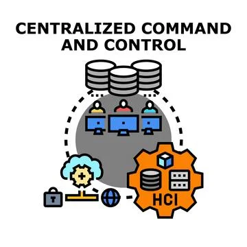 Centralized command and control system managing data Stock Illustration