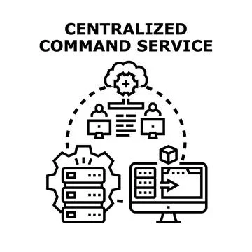 Centralized command service controlling data and network management Stockillustratie