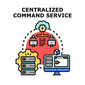 Centralized command service controlling data and network management Stock Illustration