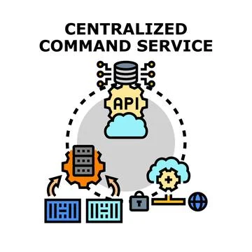 Centralized command service technology system controlling cloud networking Stockillustratie