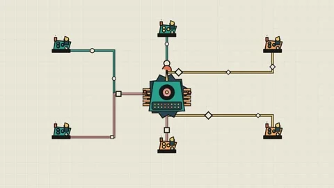 Centralized Computer Network Managing Terminals Animated Diagram 库存影片 340866168