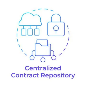 Centralized contract repository blue gradient concept icon 스톡 일러스트