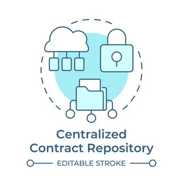 Centralized contract repository soft blue concept icon Stockillustratie