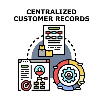 Centralized customer records management system icon 库存插图