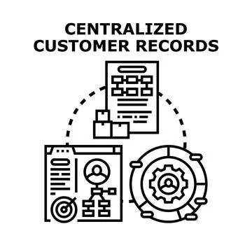 Centralized customer records management system icon Stock Illustration