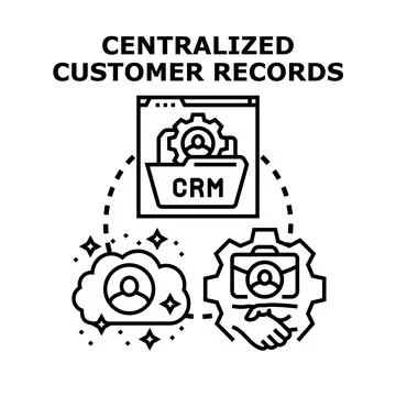 Centralized customer relationship management system concept Stock Illustration