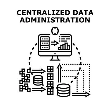 Centralized data administration concept vector icon illustrating management Stock Illustration