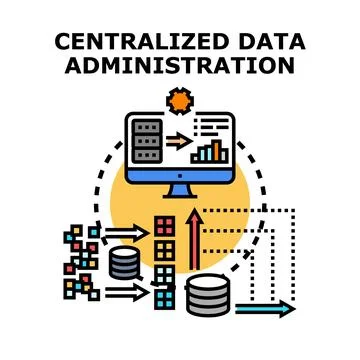 Centralized data administration concept vector icon illustrating management Stock Illustration