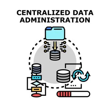 Centralized data administration managing storage and database processes Stock Illustration
