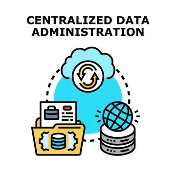 Centralized data administration processing, management, and storage Stock Illustration