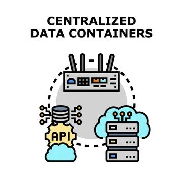 Centralized data containers system architecture concept Stock Illustration