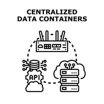 Centralized data containers system architecture concept Stock Illustration
