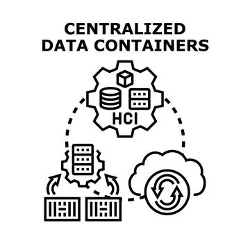 Centralized data containers system management and virtualization engineering 스톡 일러스트