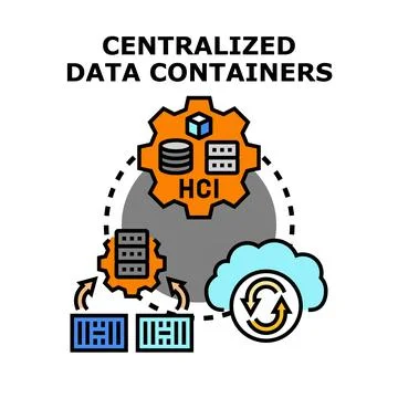 Centralized data containers system management and virtualization engineering Stock Illustration